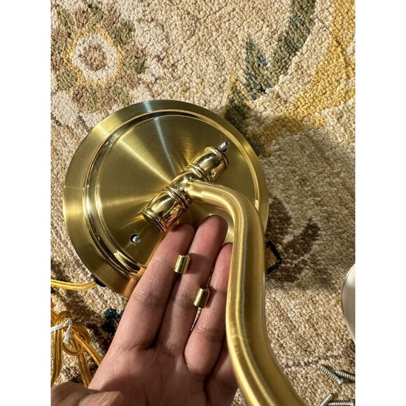 vintage Decorative 1 light Swing Arm Wall Sconce  Brass with white bell shade - Picture 9 of 16